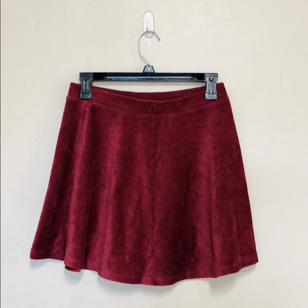 F21 • burgundy fall corduroy skirt